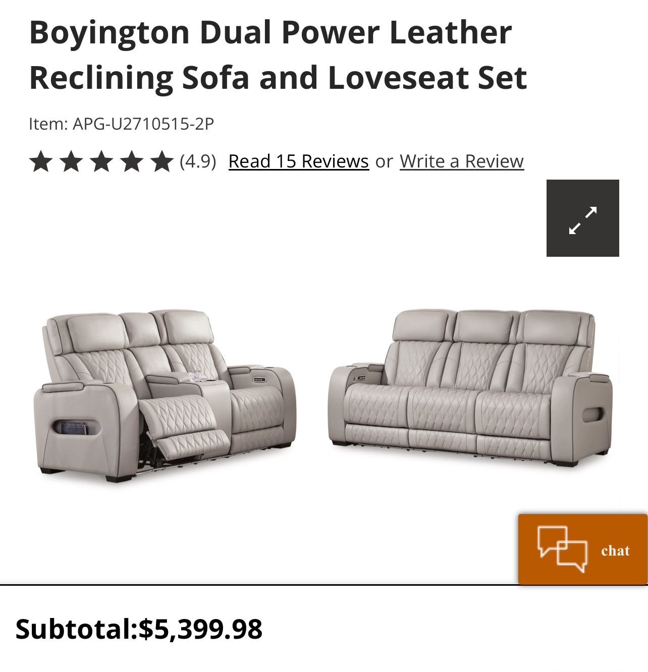 Boyington Dual Power Leather Reclining Sofa and Loveseat Set