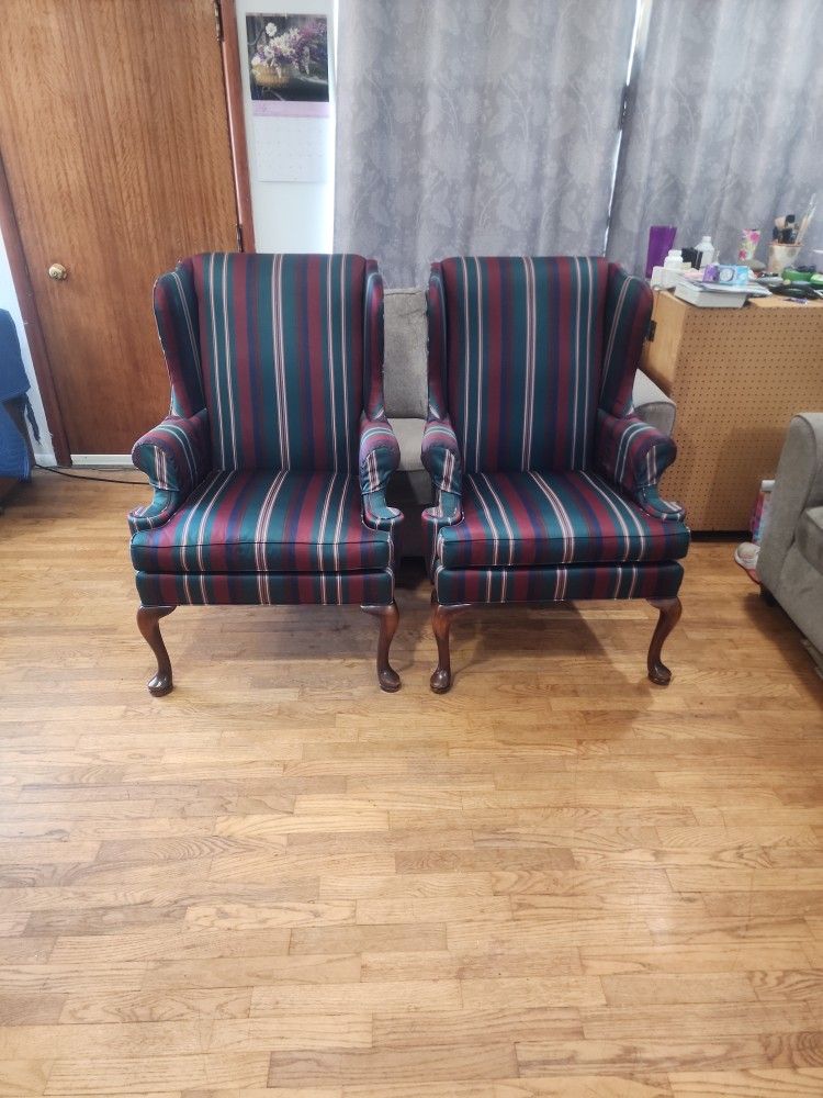 Matching Hickory Wingback Chairs. 