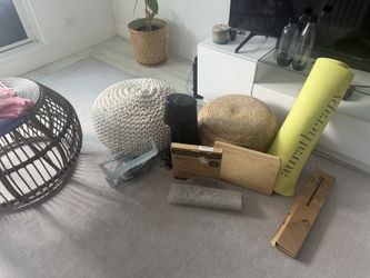 Moving Sale - All For Sale Coffee Table, Poofs, Soda Stream, Kitchen Items, Toys, Yoga Mats