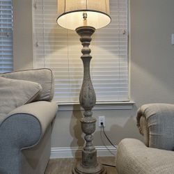 Distressed Cream Spindle Floor Lamp
