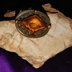 Topaz Colored Stone/ Brass Pin