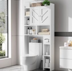 White Freestanding Toilet Storage Cabinet - J69