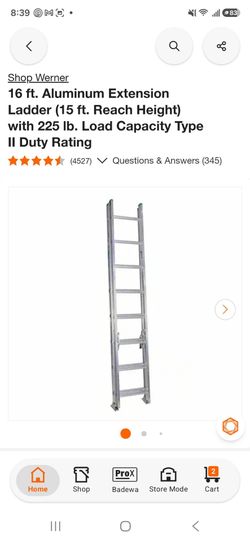 Werner 16 Ft. Aluminum Extension Ladder – Used Once