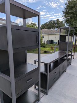 Three-Piece metal and wood entertainment set