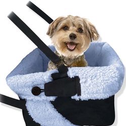 Stella and Bear Blue and Black Cozy Boost with Clip On Leash- Quality Dog Booster Seat