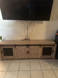 Farmhouse TV Stand with Sliding Barn Doors