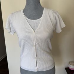 Two Piece Ladies, Top Size Large Short 60% cotton