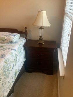 Full bed, mattress and frame with one nightstand