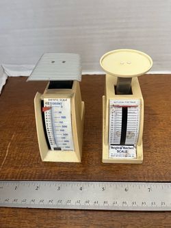 Pair 1970's Scales Hansen Dietetic & Weight Watchers in Ounces & Grams