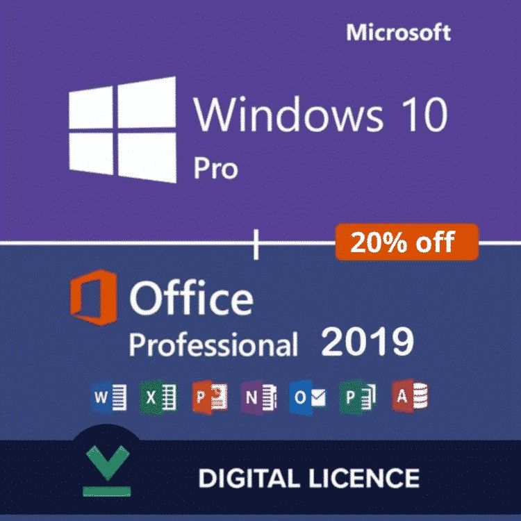 Microsoft Office Professional Plus 2019 + Windows 10 Pro Bundle with