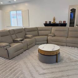 Leather 4 Recliner seat Sectional