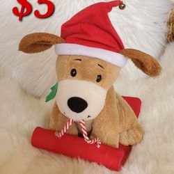 Animated Christmas Puppy On a Sleigh 🛷🐶🎅♥️