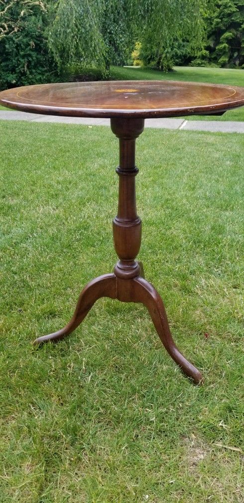 Antique Inlayed Tilting Side Table