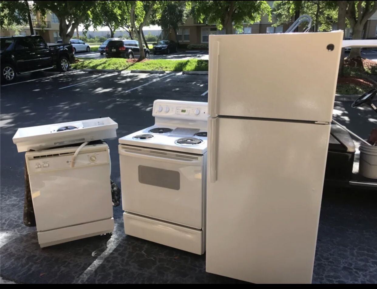 Refrigerator, Dishwasher, Hood and Microwave.
