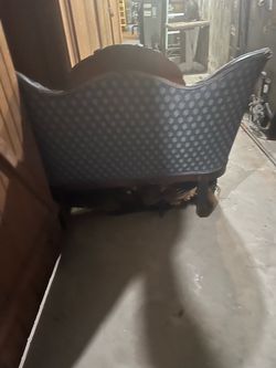 Vintage Carved Wood Upholstered parlor loveseat