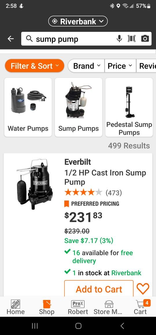 Brand New Everbuilt Sump Pump $200 Pickup In Oakdale