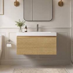 30'' Floating Bathroom Vanity With Sink Combo, Modern Wall-Mounted ... is a 30-inch modern wall-mounted floating bathroom vanity in natural oak (model