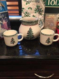 Christmas set mugs and pitcher