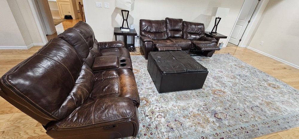 Living Room SOFA set ( Leather) With Manual Recliner