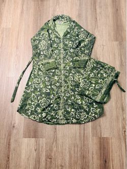 Green and white floral