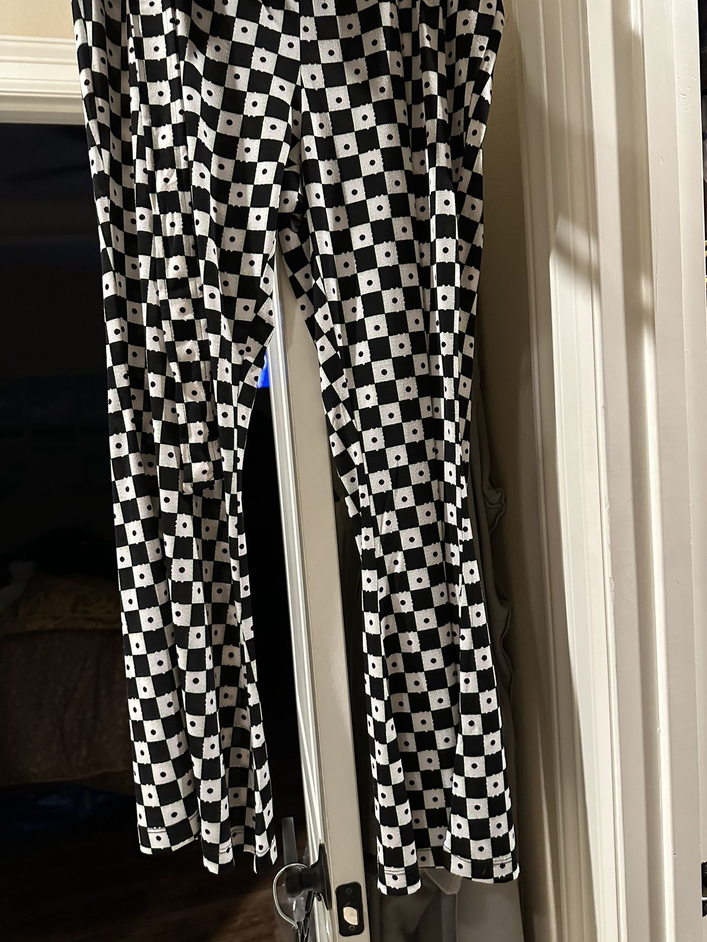 Black And White Checkered Pants Suit