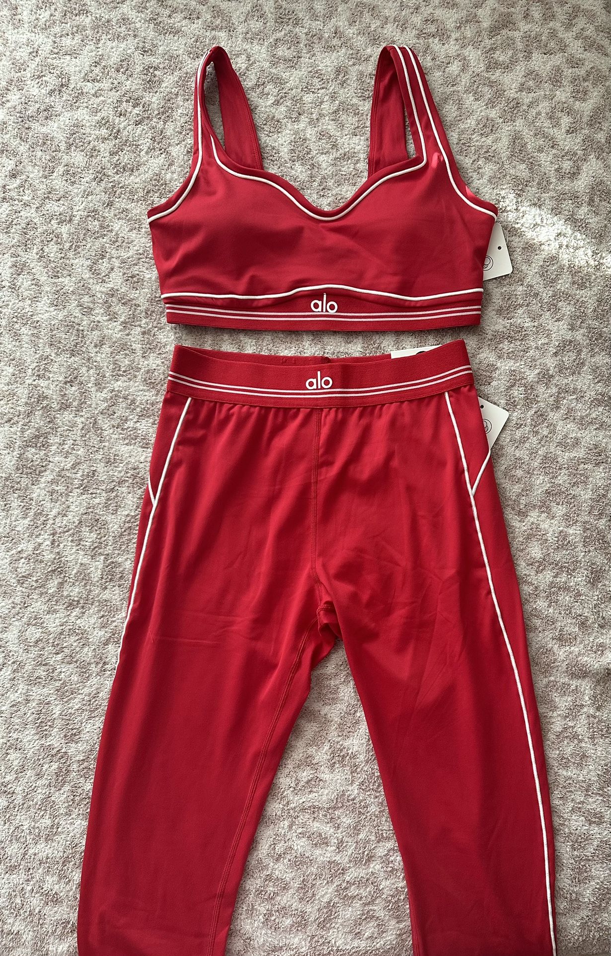 Alo Red Top and Leggings Set $65 **READ DESCRIPTION**