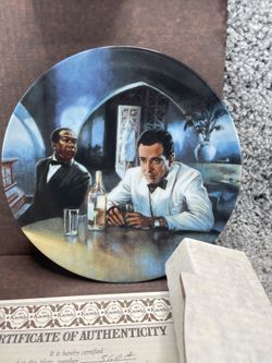 Knowles 1991 Casablanca Play It Sam Bogart Collectible Plate W/ Original Box
