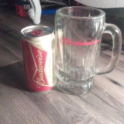 Budweiser Mug And 8 Oz Can Unopened 