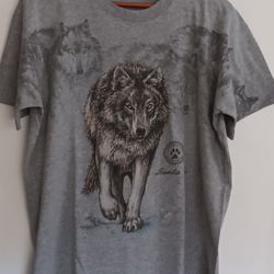 Vintage 90s Extinction Is Forever Wolf Tshirt Large