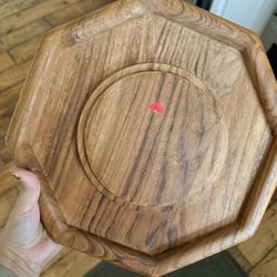 Vtg Goodwood Genuine Teak Cheese & Cracker Serving Platter 14" 