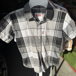 Boy Button Shirt Gray & White