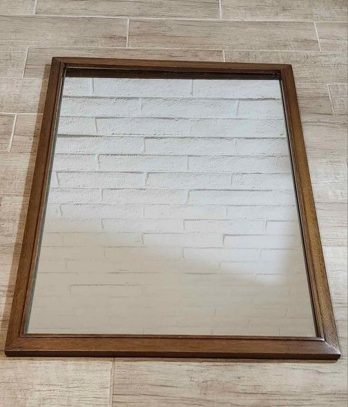 Mid-Century Big Wood Mirror
