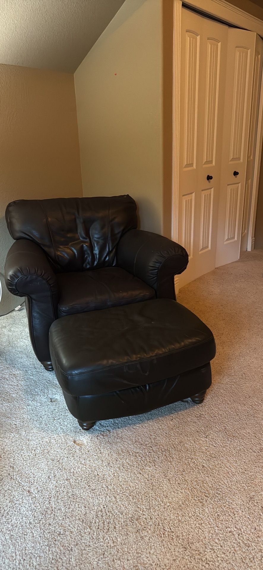 Leather Chair And Ottoman