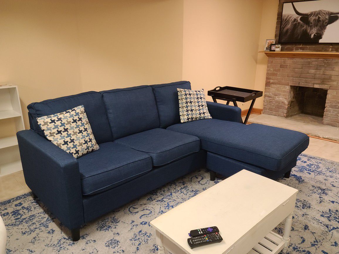 Blue Sofa With Chaise