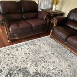 Leather Sofa, Loveseat And End Table 