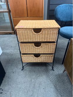 Small 3-Drawer Wicker Chest, Storage Organizer