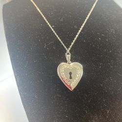 Sterling Silver 925 Heart With Swarovski Locket Pendant . Necklace