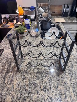 12-Bottle Metal Countertop Wine Rack – 17.5” x 6.5” x 13.5”