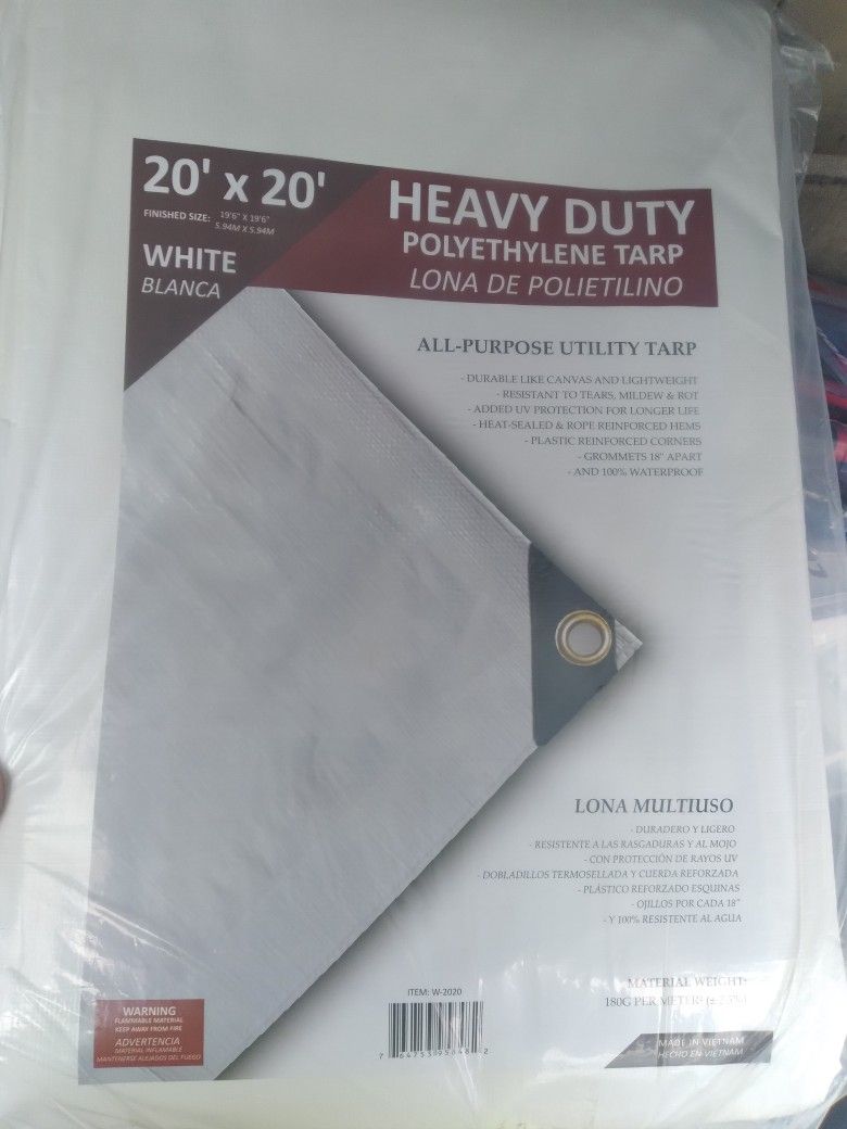 20x20ft Heavy Duty White Tarp New $65.00