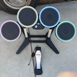 Xbox 360 drum set & kick pedal rockband rock band
