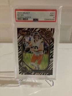 2024 Select Bo Nix Zebra Shock Club Level Case Hit PSA 9