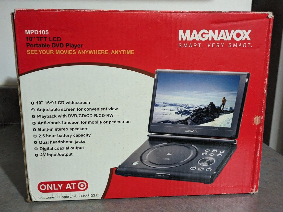 Magnavox Portable DVD Player 10" Screen Adjustable Screen. Brand New