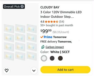 6059: New 12pk 3 Color 120V Dimmable LED Indoor Outdoor Step Light, 3000K/4000K/5000K 3W 100lm Stair Light, White Finish,12 Pack