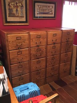 Shaw-Walker 16 Drawer Antique Oak File Cabinet