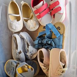 Six pair of shoes for baby girls