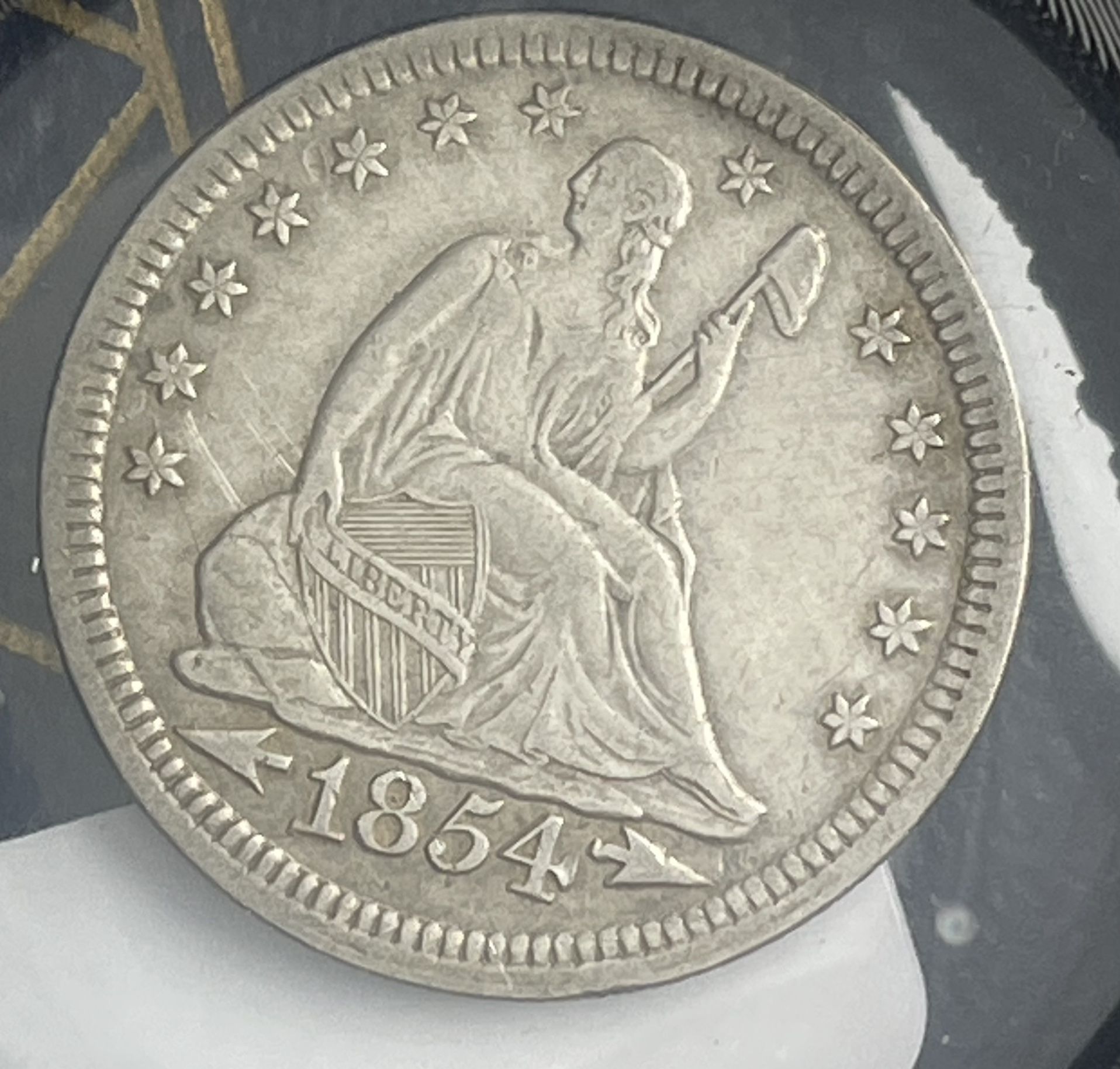 1854 Seated Liberty Quarter with Arrows – Strong XF45 – Full LIBERTY – Original Surfaces