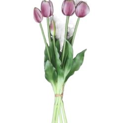 1 Lot/5pcs Luxury Silicone Real Touch Tulips Bouquet Decorative Artificial Flowers Living Room Decoration Flores Artificiales (Color : FC-17)