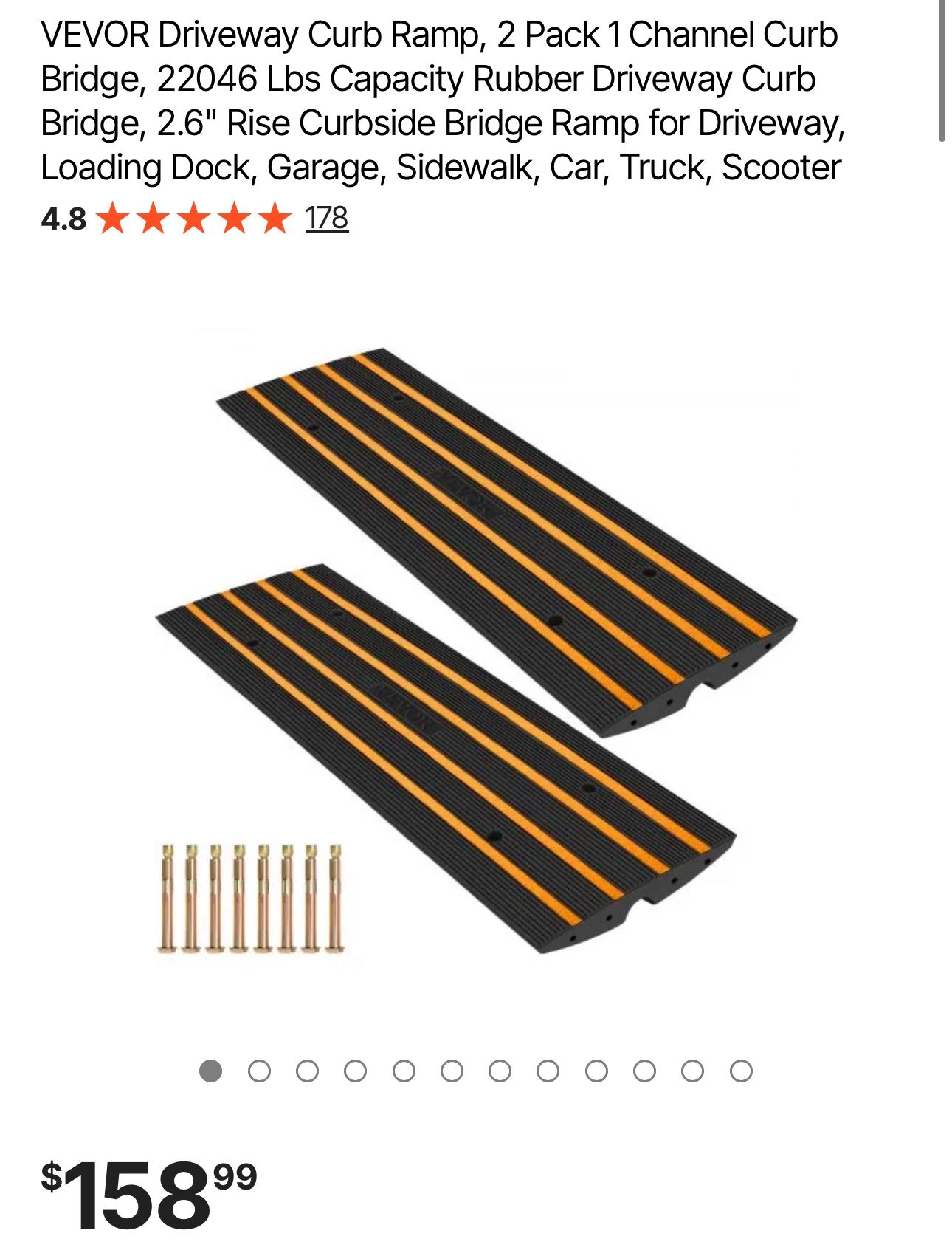 VEVOR Driveway Curb Ramp Rubber