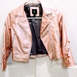 Art Class Pink Faux Leather Metallic Kids Jacket -