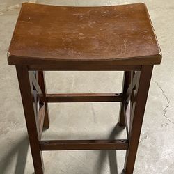25" BACKLESS WOOD SADDLE STOOL (needs refinishing) - firm price